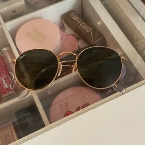 Ray-Ban Gold Round Frame Sunglasses